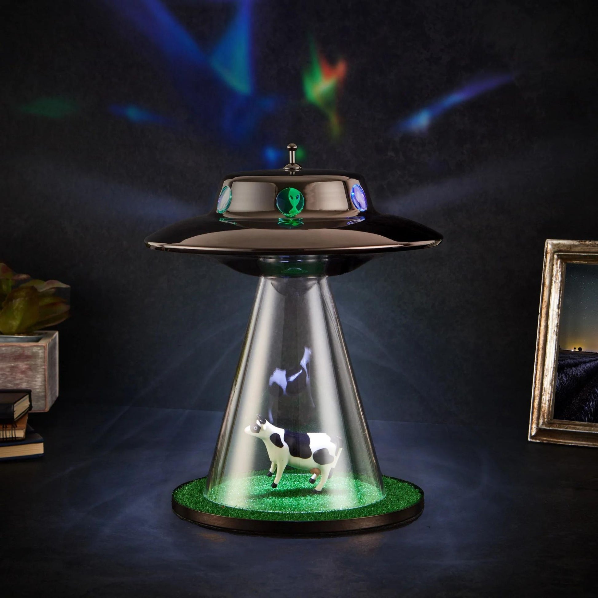 table display - Original UFO Cow Lamp & amazon alien abduction table desk lamp with grass, cow and flying UFO saucer LED RGB night light