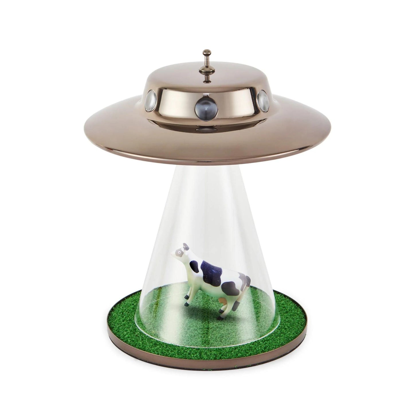 transparent background - Original UFO Cow Lamp & amazon alien abduction table desk lamp with grass, cow and flying UFO saucer LED RGB night light